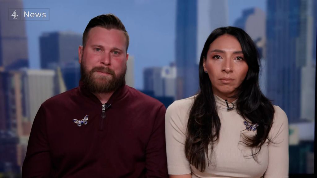 A photo of a brunette man and woman looking sad