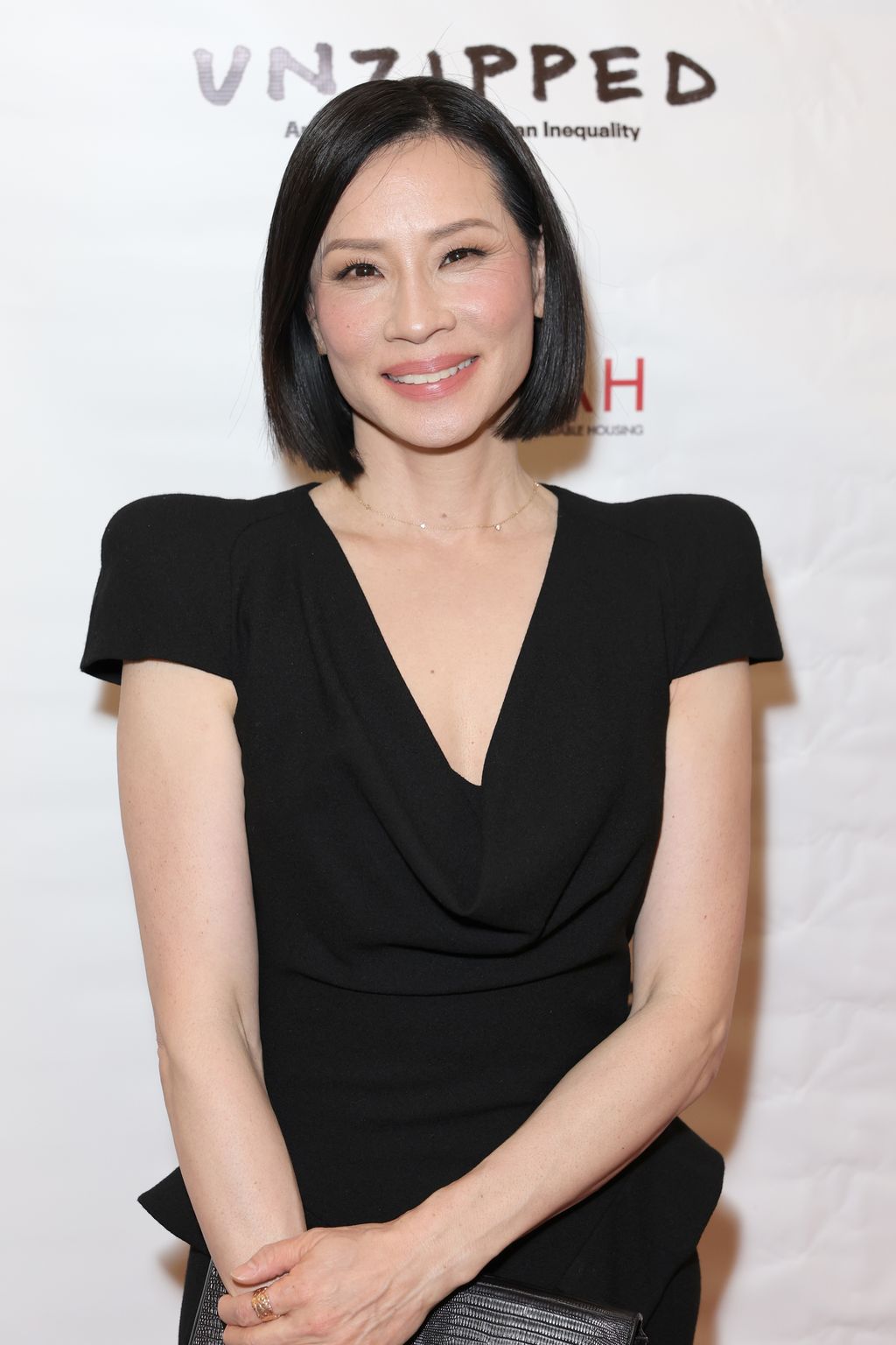 Lucy Liu in black dress at Unzipped: An Autopsy Of American Inequality New York screening at NYU