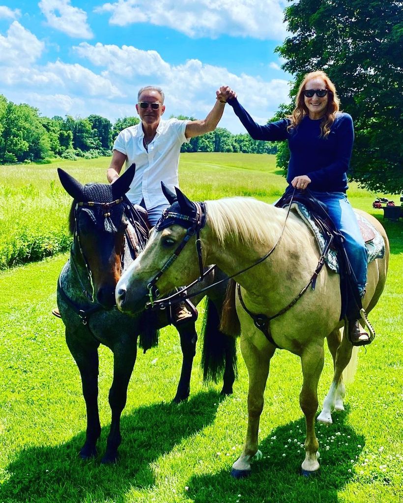 Bruce Springsteen and Patti Scialfa go for a horseback ride on their farm in Colts Neck, New Jersey, shared on Instagram