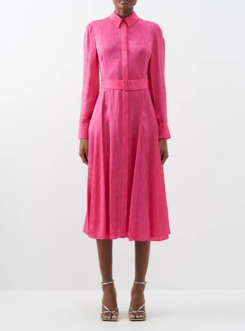 Pink belted midi-dress