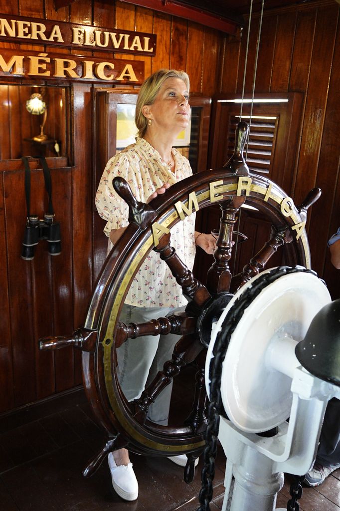Duchess of Edinburgh steering a boat