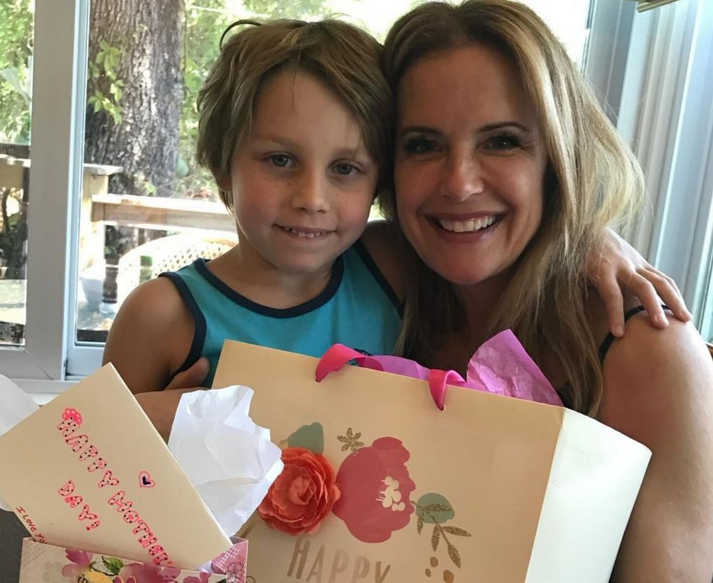 Photo shared by John Travolta on Instagram in honor of Mother's Day 2024 of his late wife Kelly Preston with their son Benjamin during a previous Mother's Day