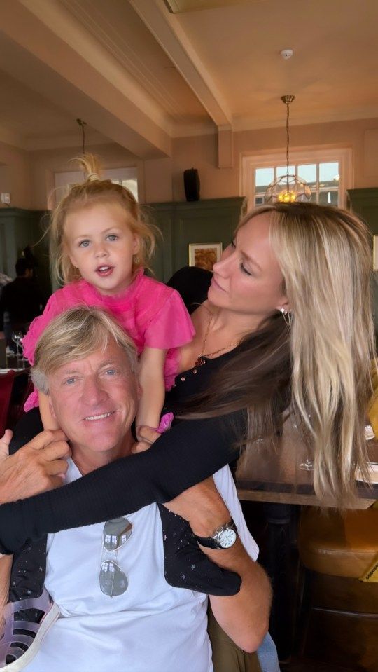 Chloe Madeley poses with her daughter, Bhodi and father, Richard Madeley