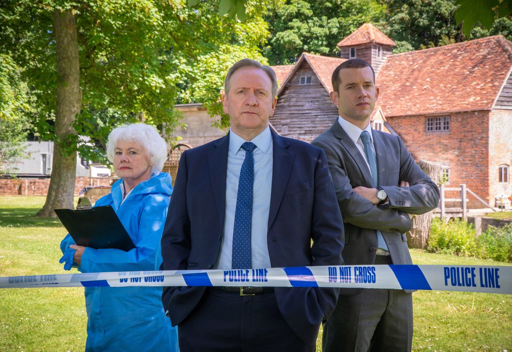 Fleur Perkins (ANNETTE BADLAND), DCI John Barnaby (NEIL DUDGEON) and DS Jamie Winter (NICK HENDRIX) in Midsomer Murders