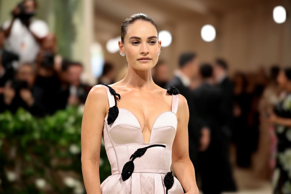 Lily James attends The 2024 Met Gala Celebrating "Sleeping Beauties: Reawakening Fashion" at The Metropolitan Museum of Art on May 06, 2024 in New York City. (Photo by Dimitrios Kambouris/Getty Images for The Met Museum/Vogue)