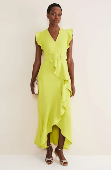 phase eight yellow ruffle dress 