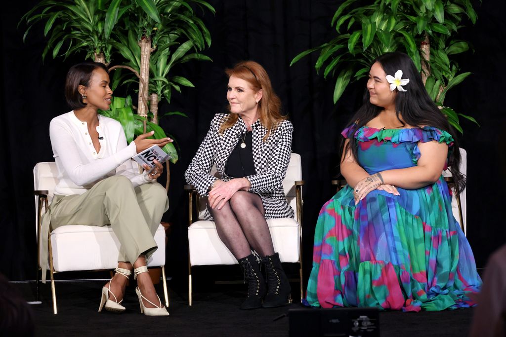 Sabrina Elba, Sarah Ferguson, and Brianna Fruean speak during the Climate Solidarity in the Commonwealth panel