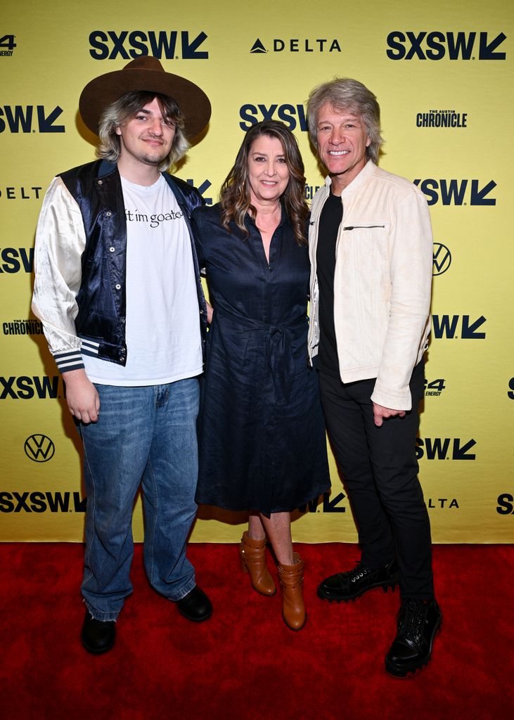 Romeo Jon Bongiovi, Dorothea Hurley and Jon Bon Jovi at the "Thank You, Goodnight: The Bon Jovi Story" premiere as part of SXSW 2024 Conference and Festivals at the Paramount Theatre 