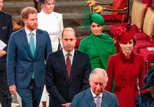 Prince Harry and Meghan Markle pictured alongside the royal family during their last engagement as royals