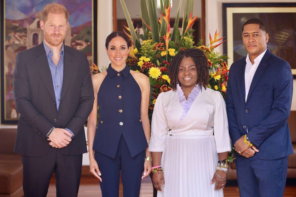 Harry and Meghan with Francia Marquez and her husband Rafael Yerney Pinillo.