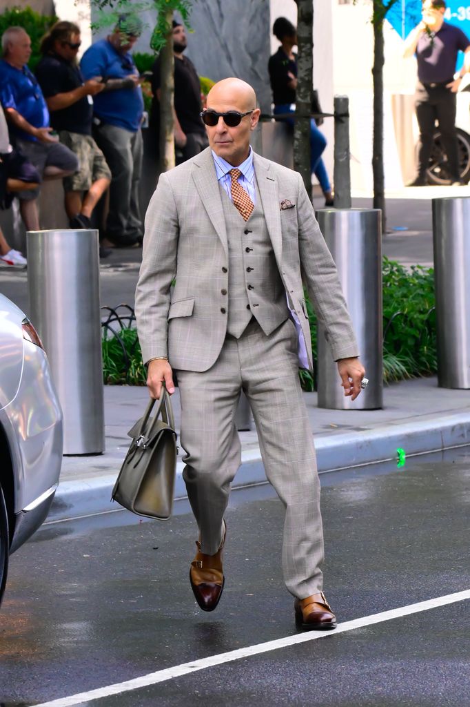  Stanley Tucci is seen filming "The Devil Wears Prada 2" on July 29, 2025 in New York City