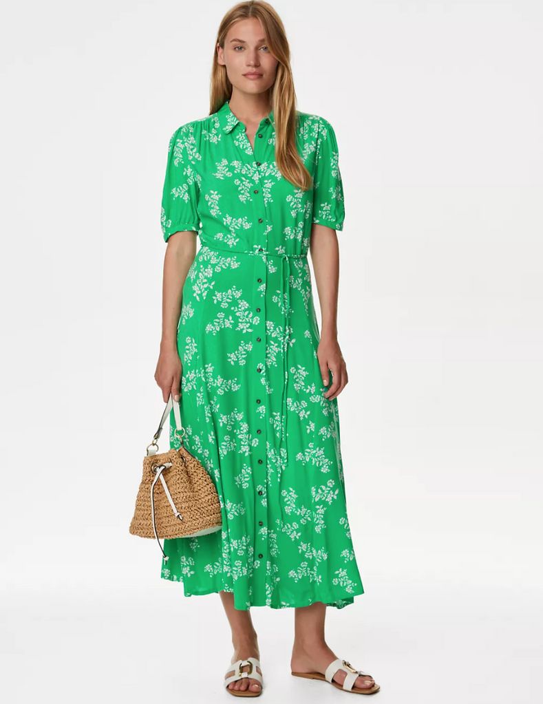 M&S green floral dress