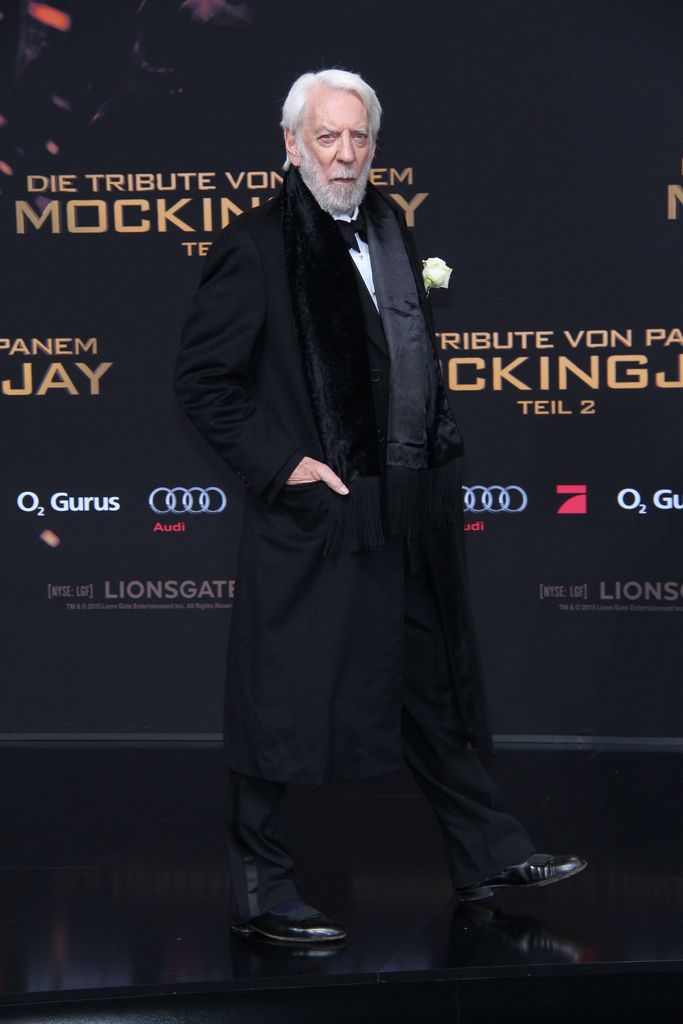 Actor Donald Sutherland attends the world premiere of the film 'The Hunger Games: Mockingjay - Part 2' at CineStar on November 4, 2015 in Berlin, Germany.