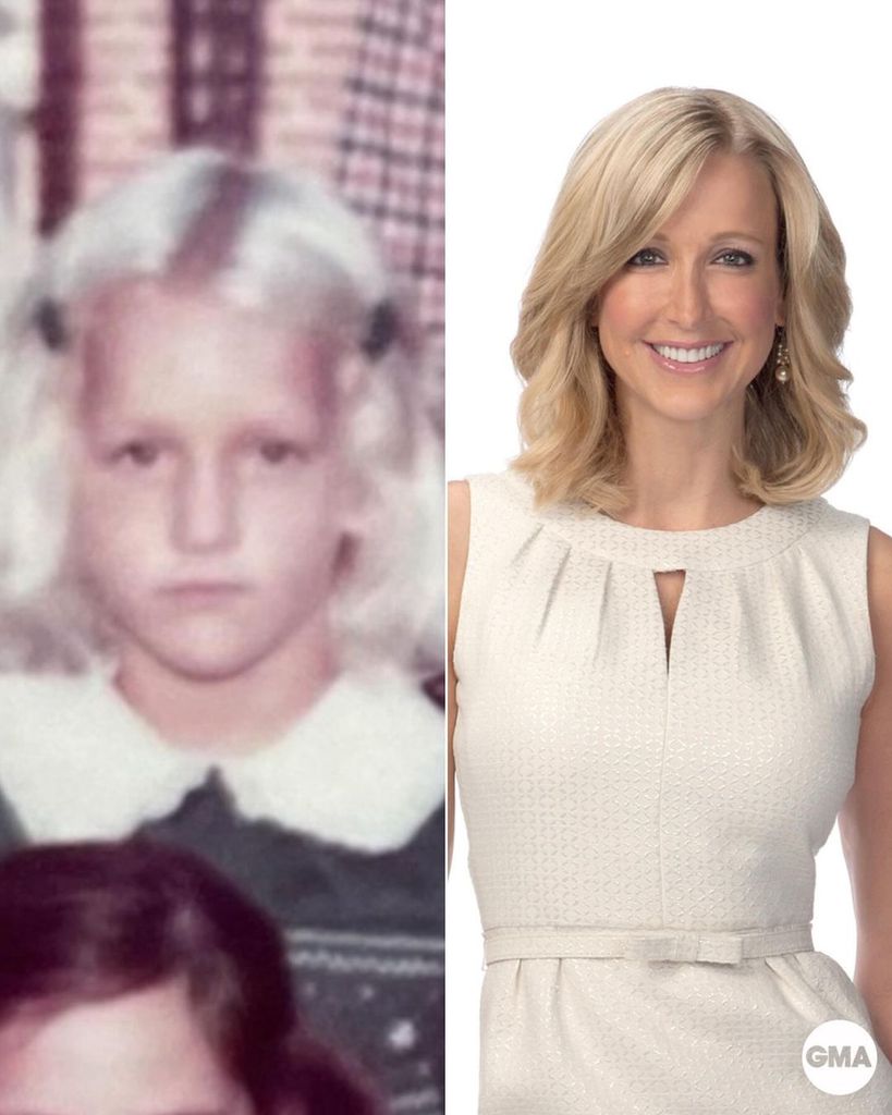 Lara Spencer as a child and today