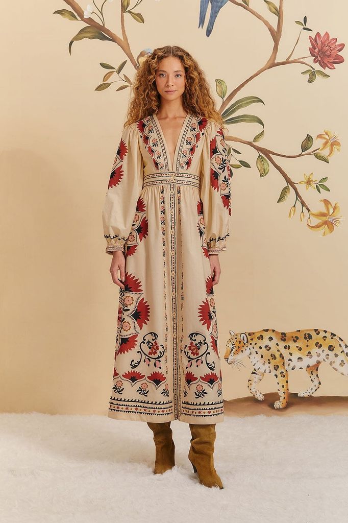 cream cashew mandala maxi dress