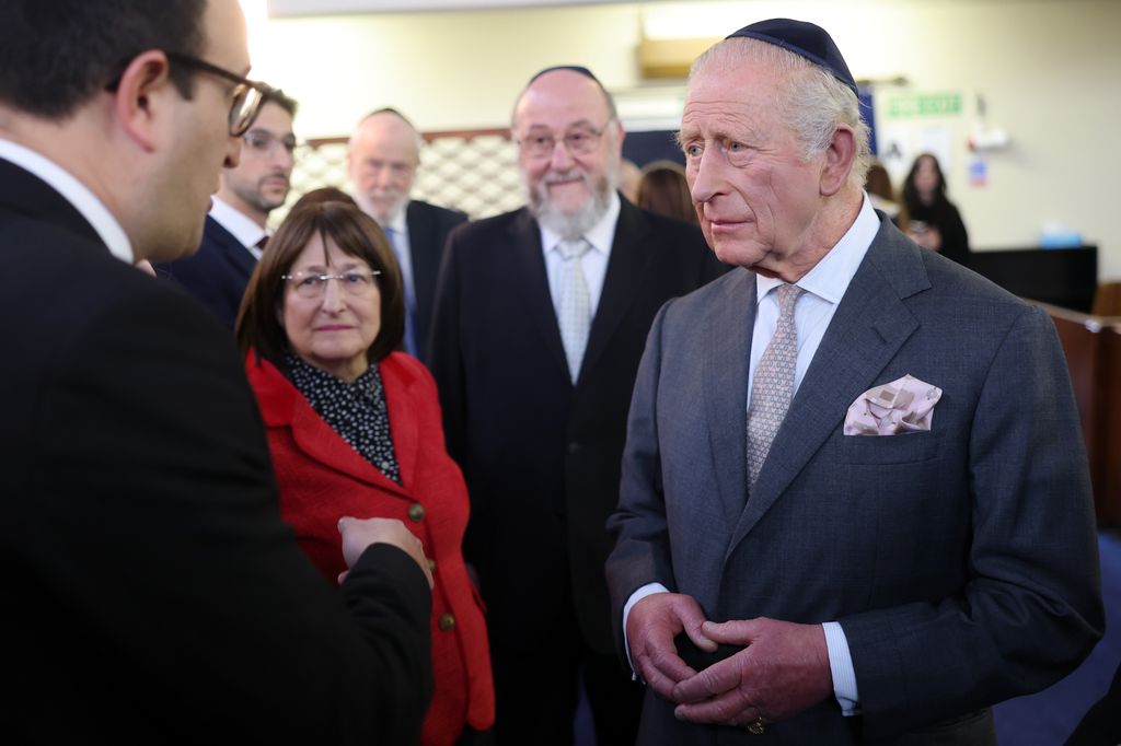 King Charles inside Heaton Park Hebrew Congregation Synagogue