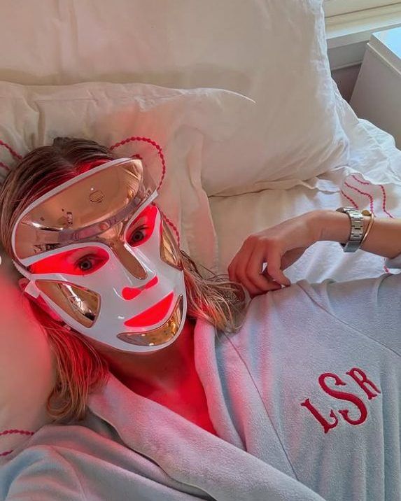 Lilly wearing LED mask