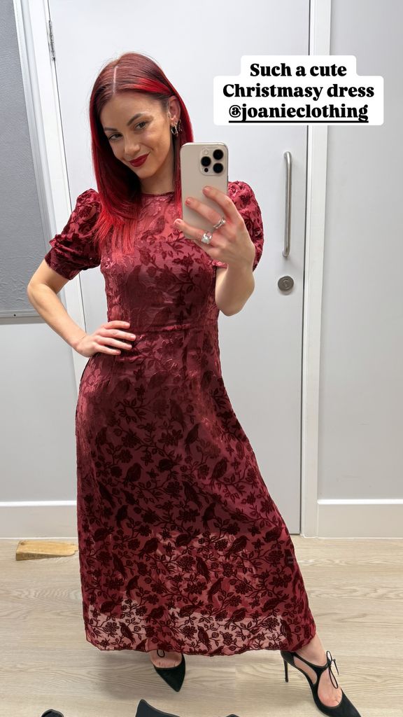 Dianne is all set for the festive season donning burgundy dress