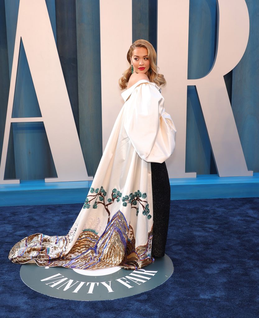 Rita Ora at the Vanity Fair Oscar Party held at the Wallis Annenberg Center for the Performing Arts on March 27th, 2022 in Beverly Hills, California