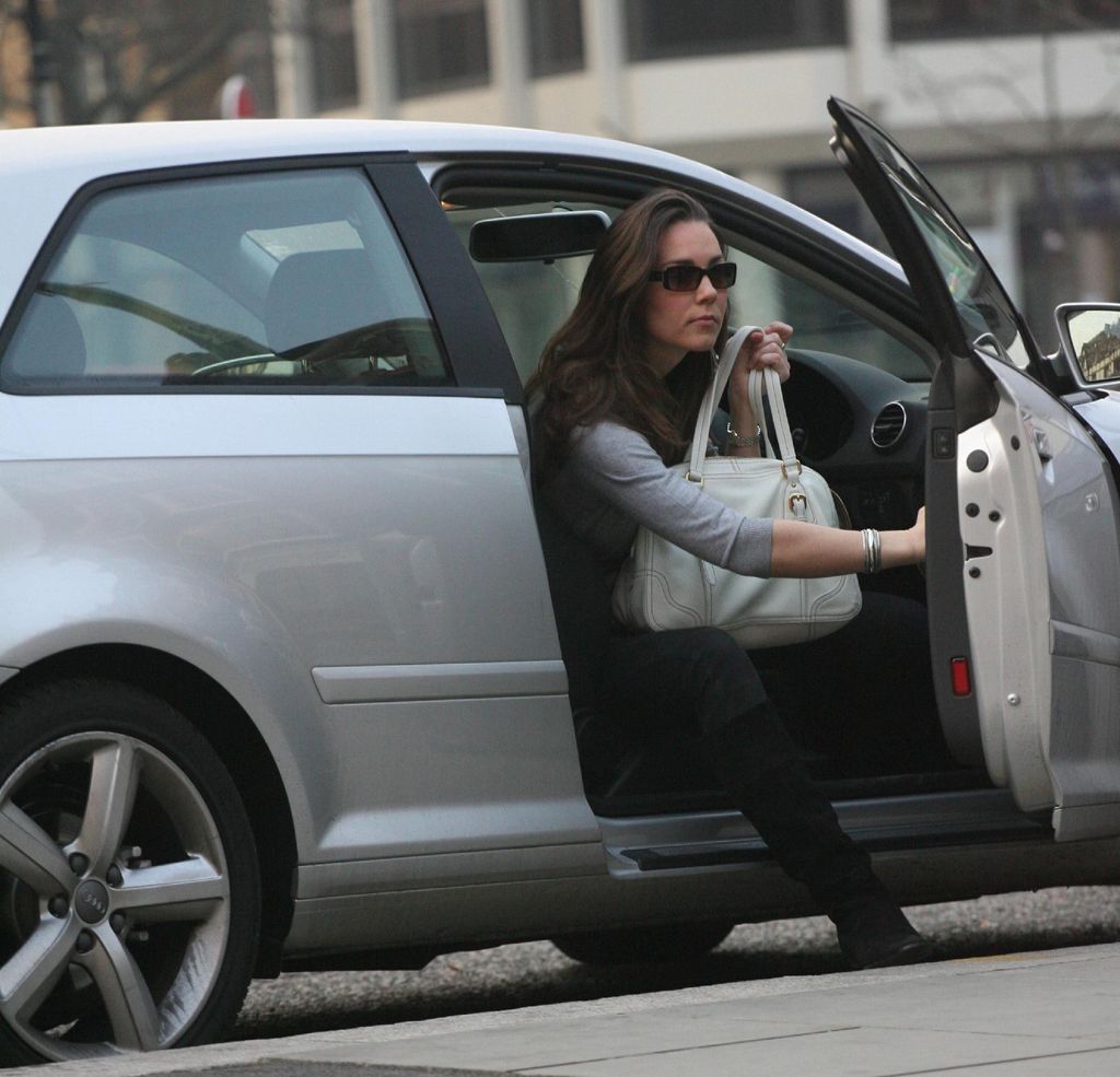  Kate Middleton stops at Starbucks for a take-out coffee on her way to work in her new car London, England in 2007