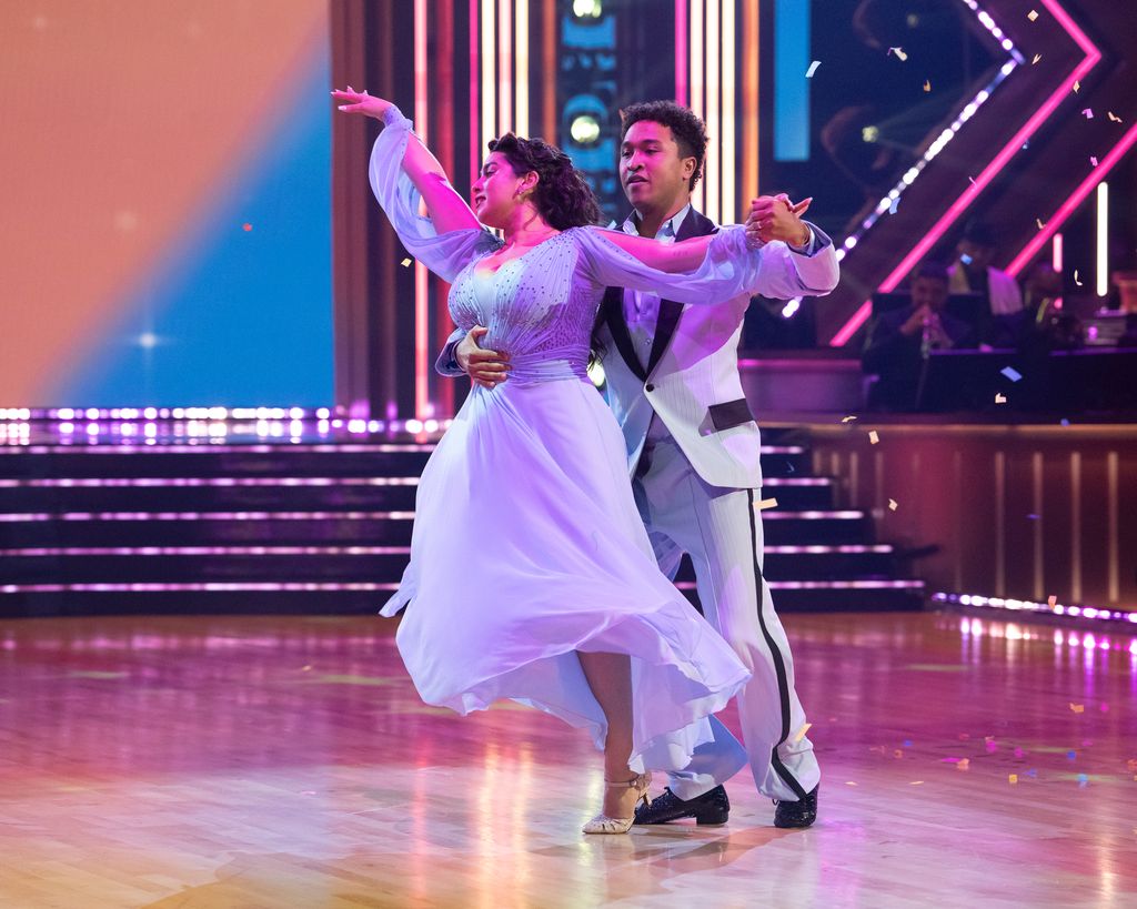 Lauren Jauregui and Brandon Armstrong perform in season 34, episode 2 of Dancing with the Stars