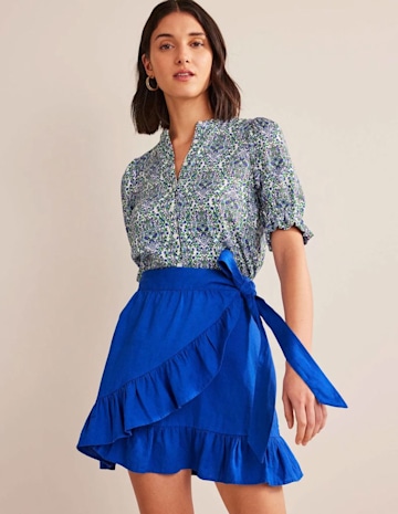 Boden Linen Wrap Skirt