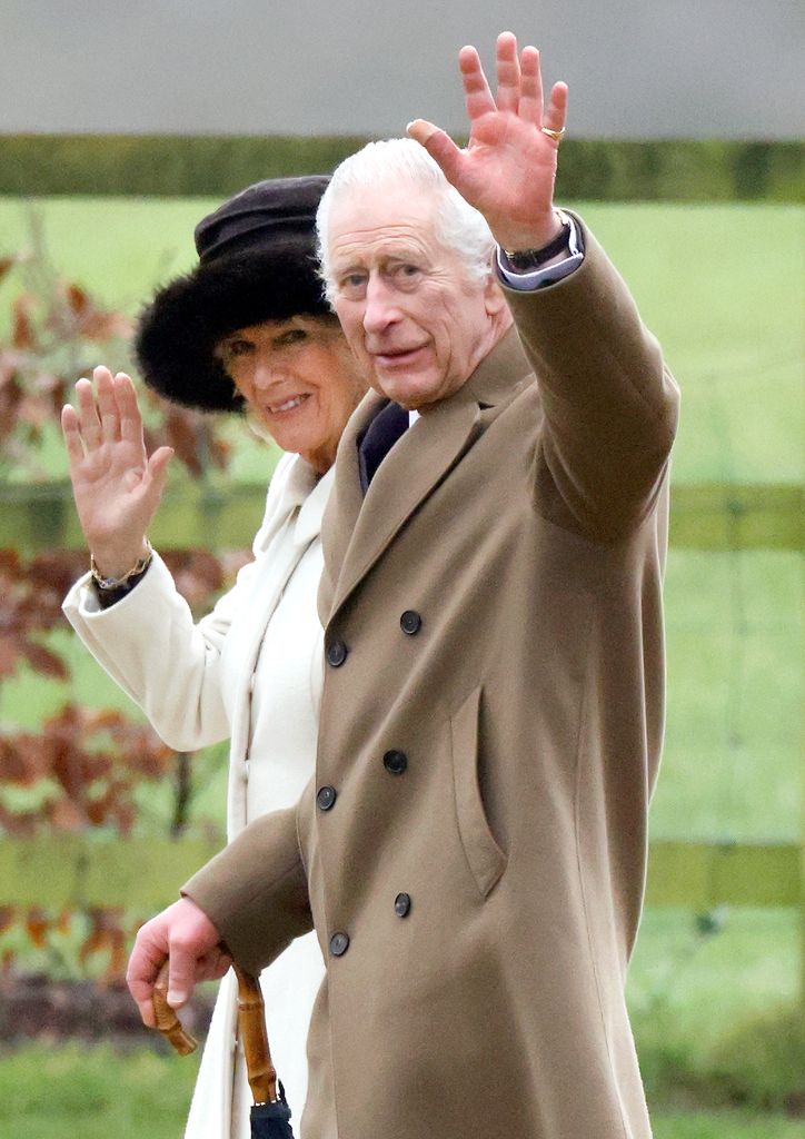 King Charles walking with Queen Camilla