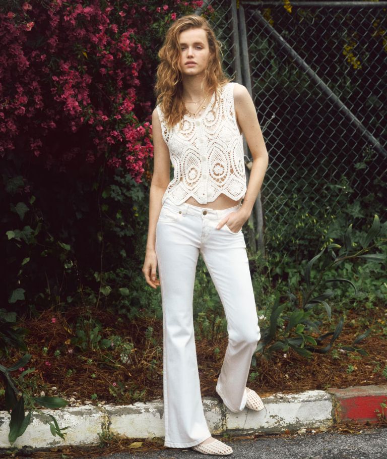 H&M white bootcut jeans