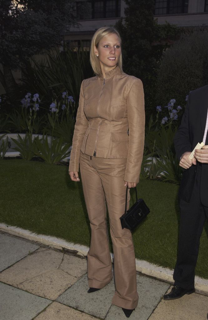 Zara Phillips wearing brown trousers and matching jacket