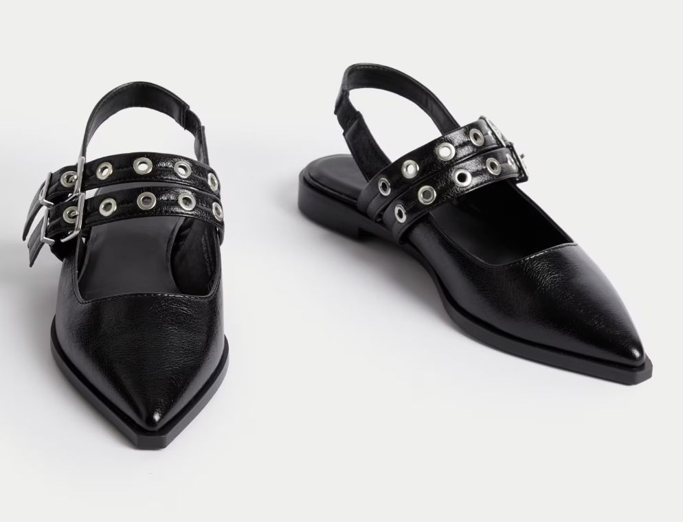 M&S Collection Patent Buckle Slingback Shoes