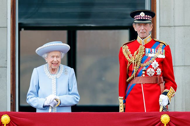 The Queen pictured alongside the Duke of Kent at this years Trooping the Colour ceremony