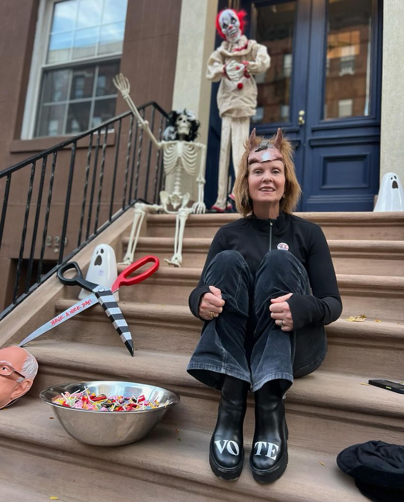 Cynthia Nixon as a wolf for Halloween