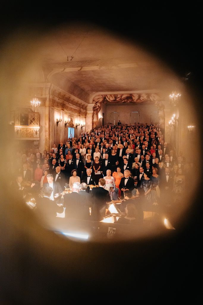 The guests watching the performance of the Swedish Royal Opera at the Drottningholm Palace Theatre, to launch King Carl XVI Gustaf's Golden Jubilee Celebrations