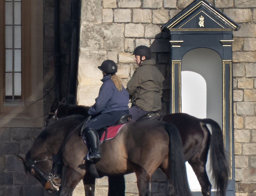 Andrew Mountbatten Windsor is seen out riding with a groom