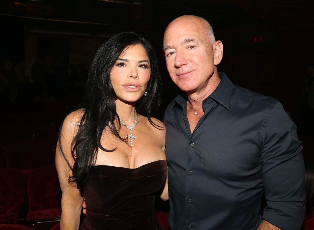 Lauren Sanchez and Jeff Bezos attend the opening night of "Sunset BLVD" at St James Theater on October 20, 2024 in New York City.