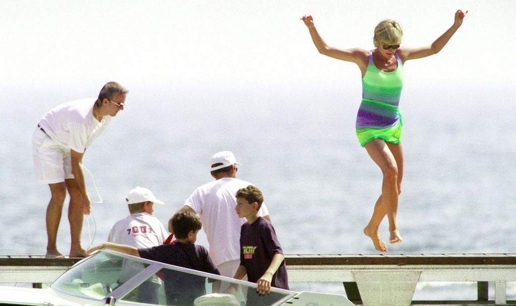 Diana, Princess Of Wales is seen in St Tropez in the summer of 1997, shortly before Diana and boyfriend Dodi were killed in a car crash in Paris