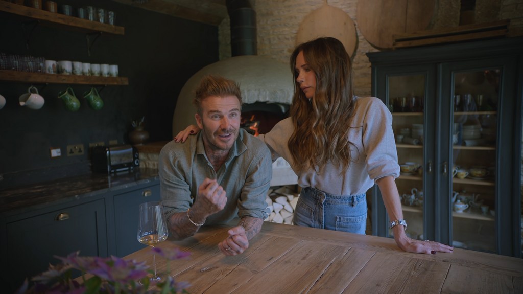 David and Victoria Beckham in their Cotswold home