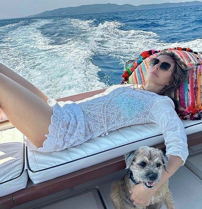 Elizabeth Hurley lounges on a boat in a photo shared on Instagram