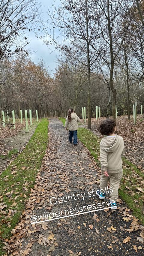 two children walking down path 