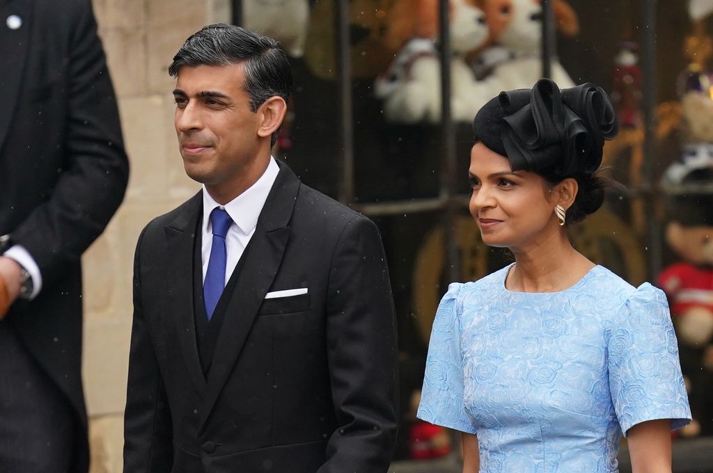 Prime Minister Rishi Sunak and his wife Akshata Murty arriving ahead of the coronation ceremony of King Charles III 