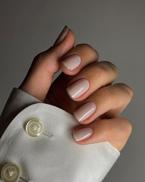 French manicure with glitter