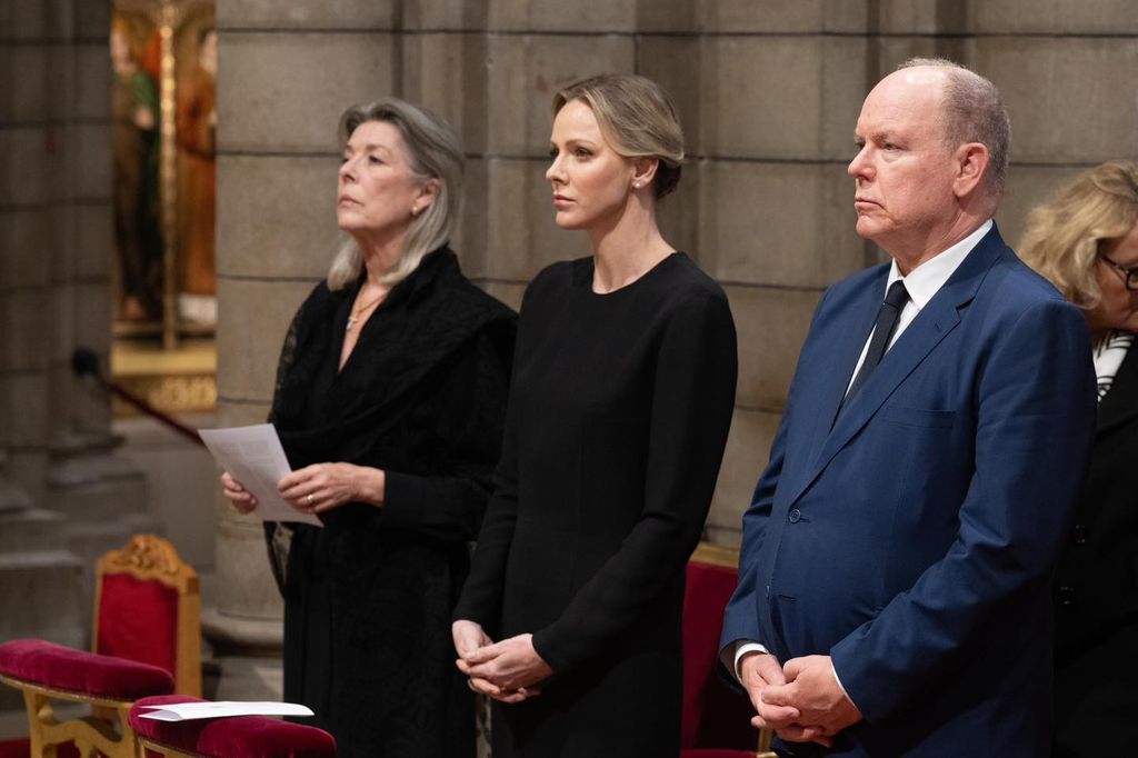 The royal family attending a pontifical mass at Monaco Cathedral for the late Pope