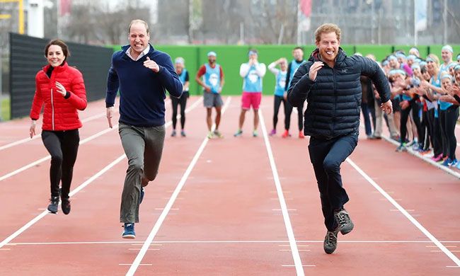 Kate Middleton, Prince William and Prince Harry race one another in 2017