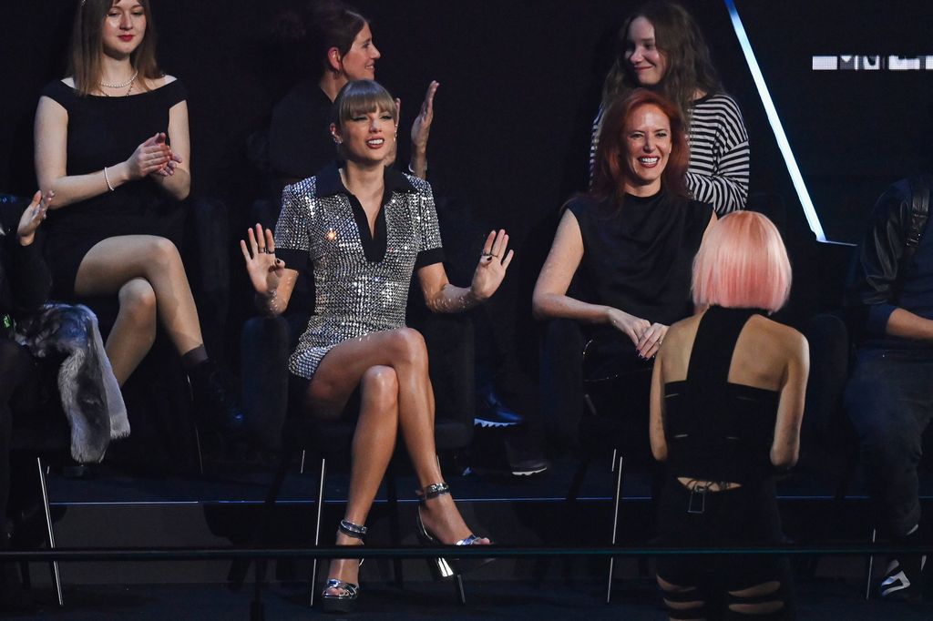 Taylor Swift and Tree Paine are seen during the MTV Europe Music Awards 2022 held at PSD Bank Dome on November 13, 2022 