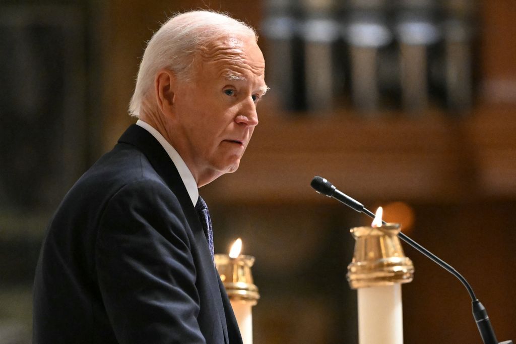 President Joe Biden gives the eulogy