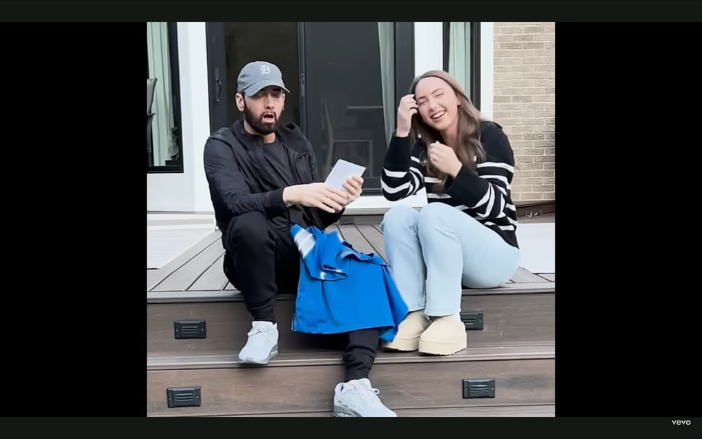 Eminem's reaction to finding out his daughter Hailie Jade Scott is pregnant captured in his new music video for "Temporary"