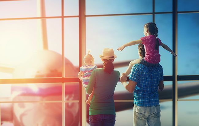 Family travel at airport