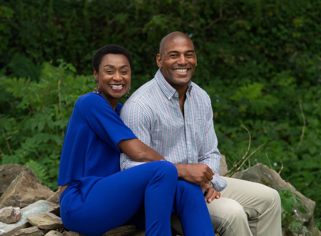 Michelle Griffith-Robinson with her husband, former Welsh rugby player Matthew Robinson
