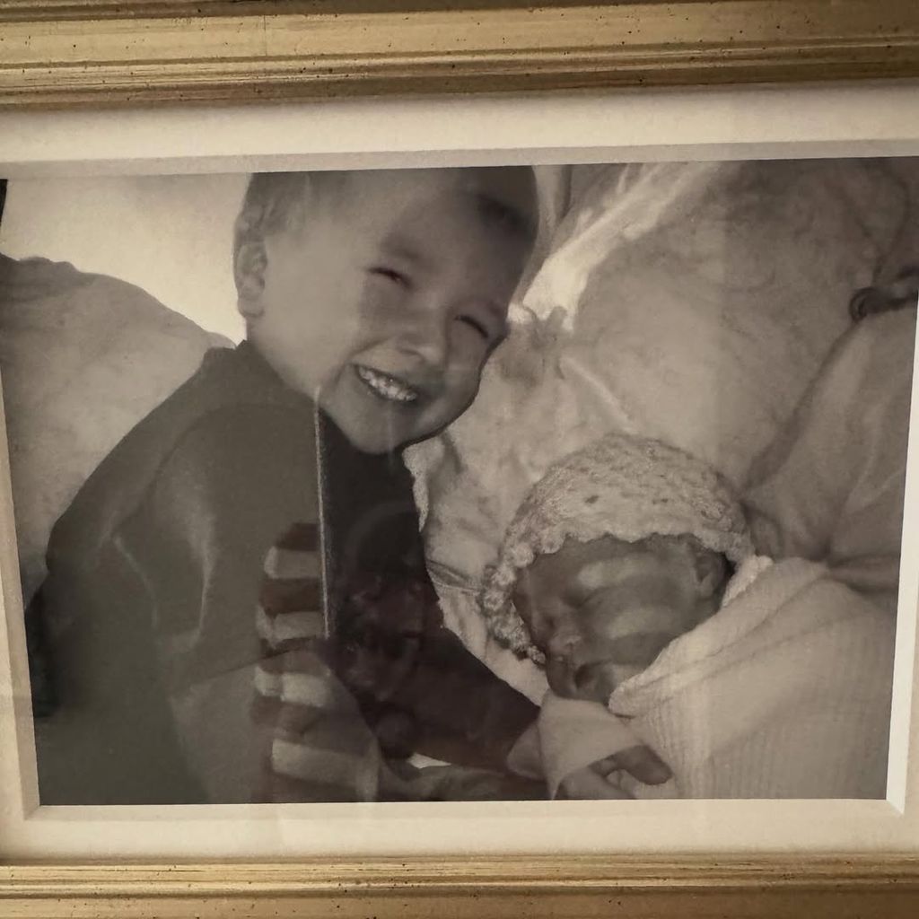 Michael and Grace Wahlberg in a childhood framed photo shared by Rhea Durham on Instagram