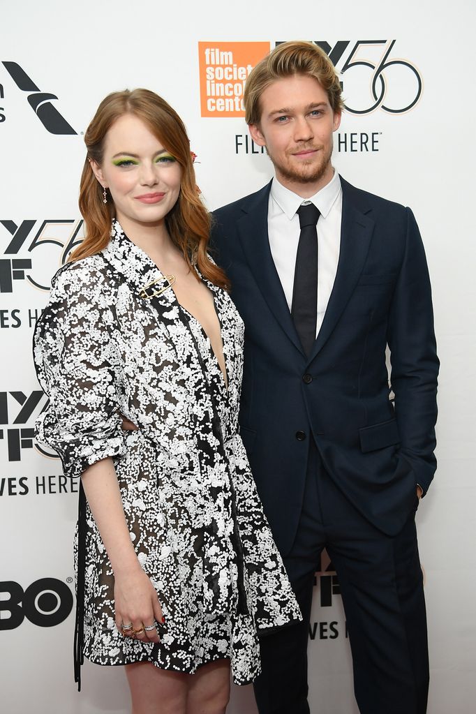 Emma Stone and Joe Alwyn attend the opening night premiere of The Favourite during the 56th New York Film Festival 